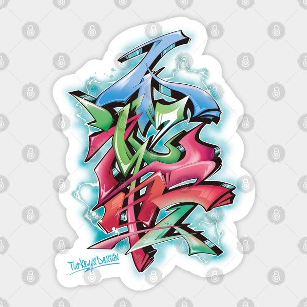 Japanese KANJI Graffiti Futaiten (mix col) Sticker by TurkeysDesign